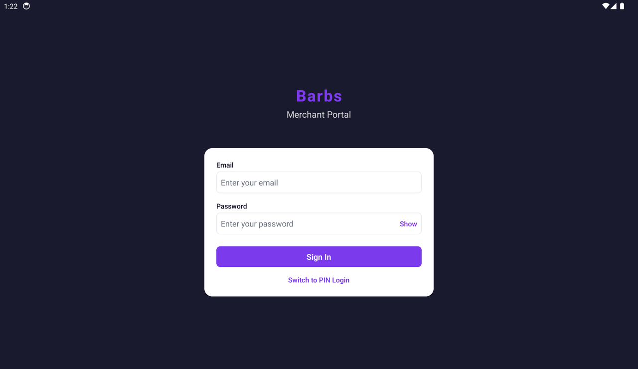 Owner / manager: email and password